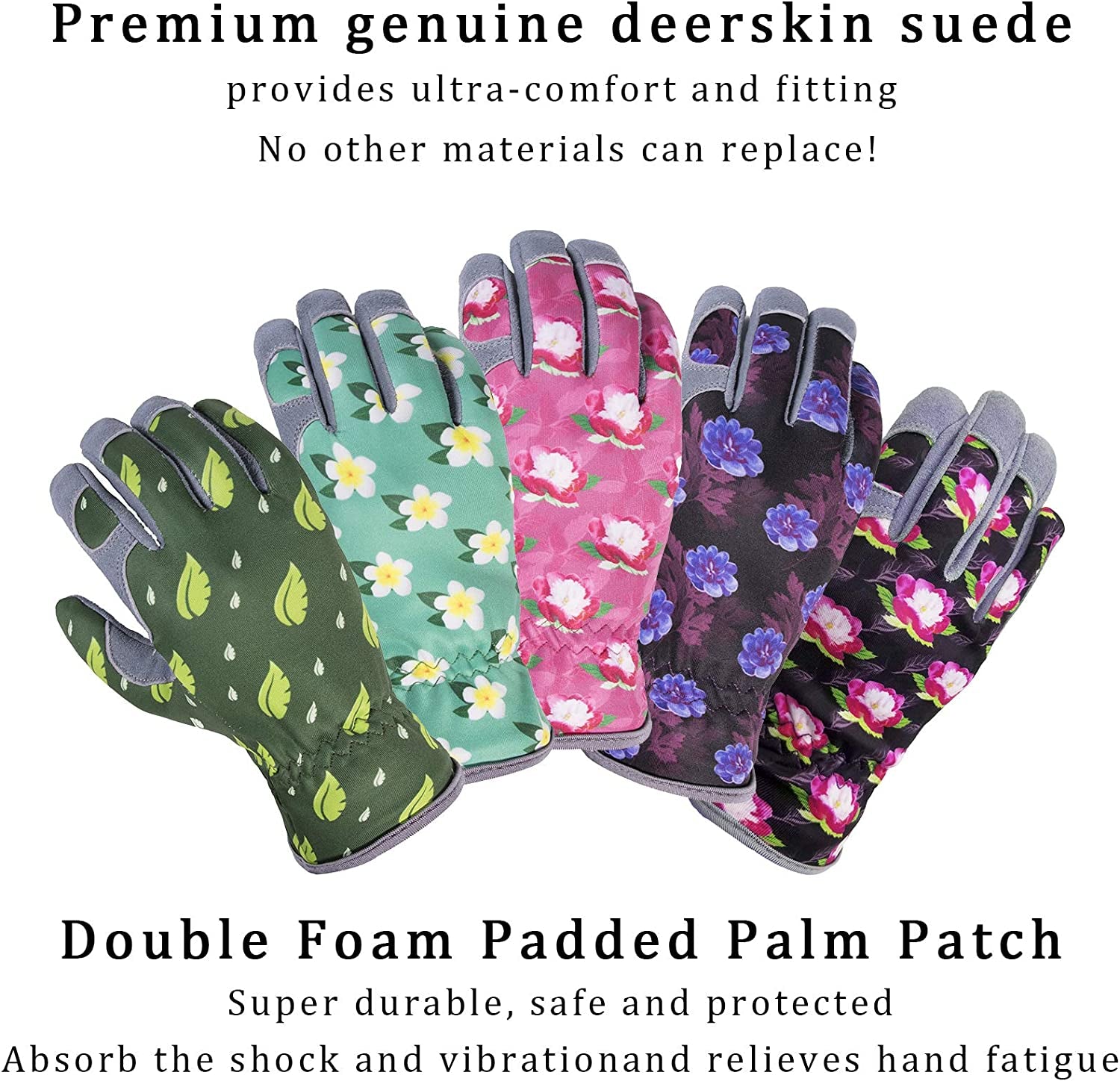 Premium Genuine Deerskin Suede Women'S Gardening Gloves, Ultra-Soft Padded, Comfort Fit for Work (SD6611/M)