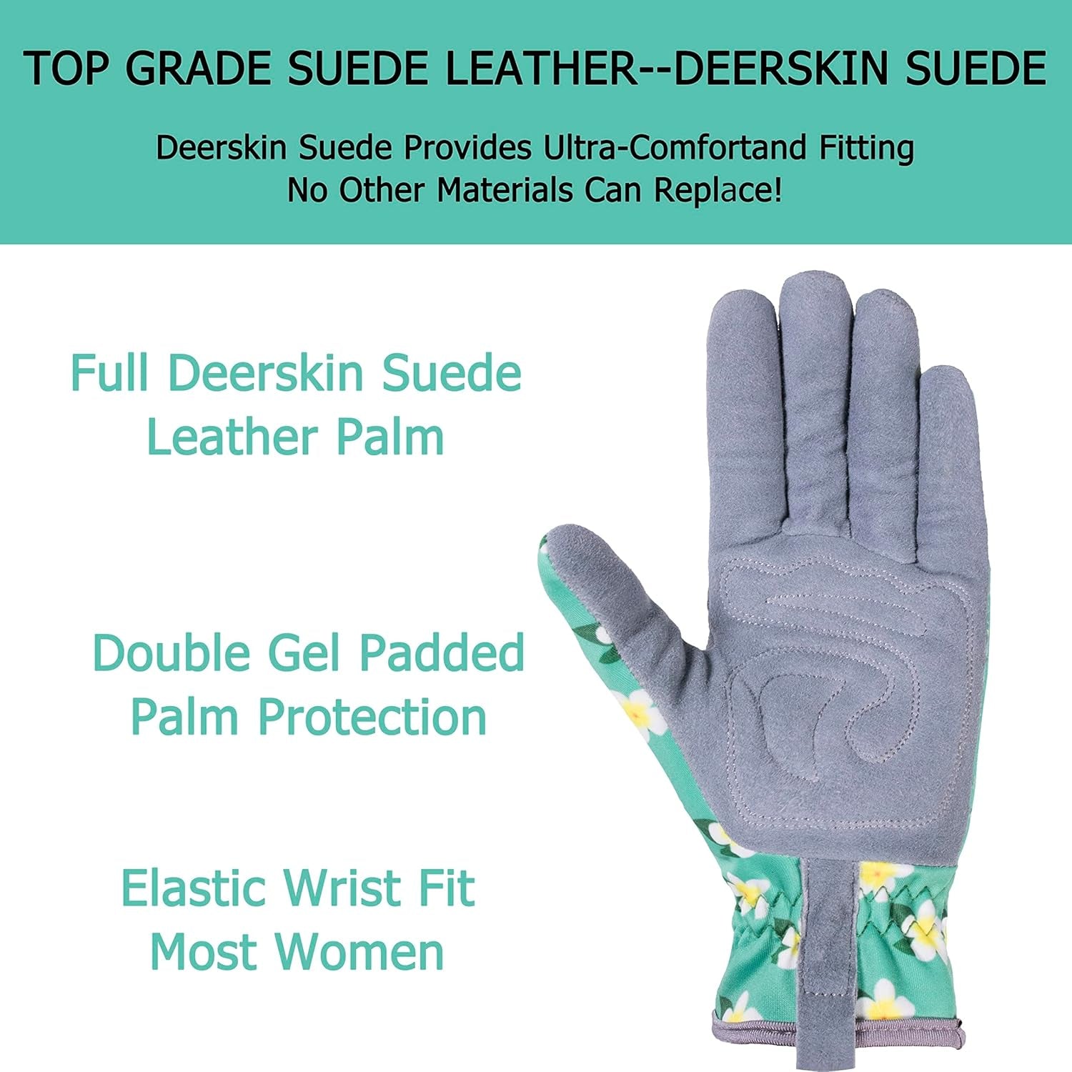 Premium Genuine Deerskin Suede Women'S Gardening Gloves, Ultra-Soft Padded, Comfort Fit for Work (SD6611/M)